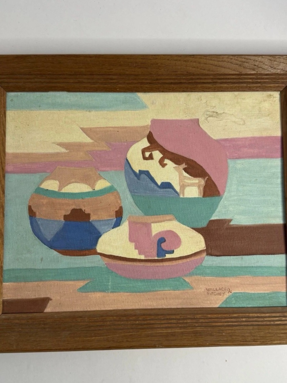 Wallace Ritchey Original Oil Painting 1990 Southwestern Pottery Still Life 11x14
